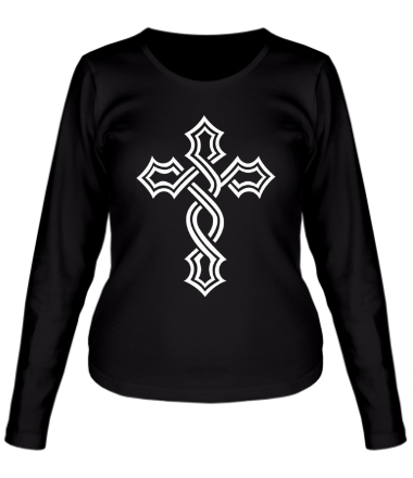 Женская футболка длинный рукав Крест татуировка