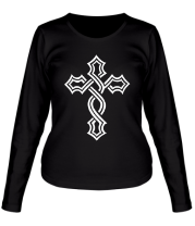 Женская футболка длинный рукав Крест татуировка фото