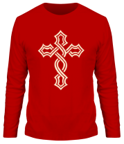 Мужская футболка длинный рукав Крест татуировка (Свет) фото
