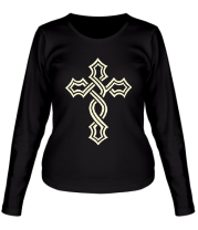 Женская футболка длинный рукав Крест татуировка (Свет) фото