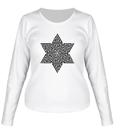 Женская футболка длинный рукав Меркаба цветок жизни