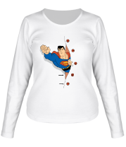 Женская футболка длинный рукав Супермен в душе