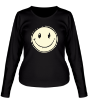 Женская футболка длинный рукав Позитивный смайл (свет) фото