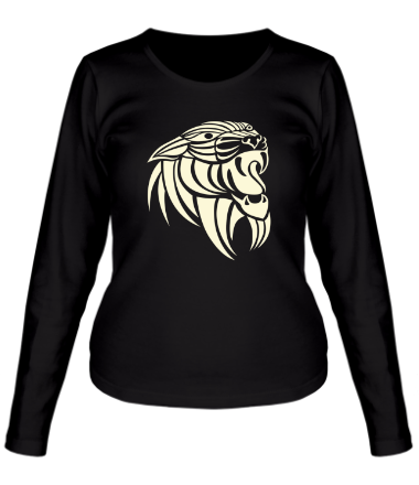Женская футболка длинный рукав Пантера тату