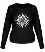 Женская футболка длинный рукав Психоделическое солнце фото