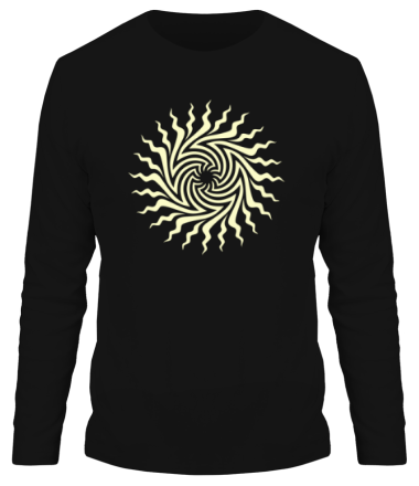 Мужская футболка длинный рукав Психоделическое солнце (свет)