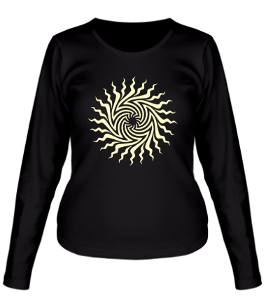 Женская футболка длинный рукав Психоделическое солнце (свет)