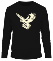 Мужская футболка длинный рукав Полет совы (свет) фото