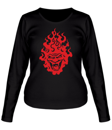 Женская футболка длинный рукав Огненный демон
