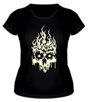 Женская футболка Огненный череп (свет) фото