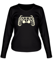 Женская футболка длинный рукав Скелет геймпада (свет) фото