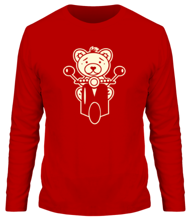 Мужская футболка длинный рукав Медведь на мотороллере (свет)