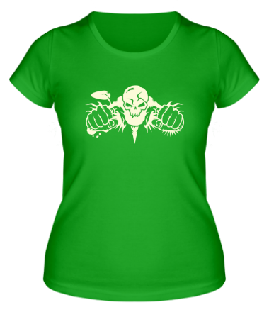 Женская футболка Скелет мотоциклист (свет)