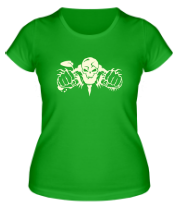 Женская футболка Скелет мотоциклист (свет) фото