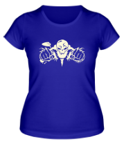 Женская футболка Скелет мотоциклист (свет) фото