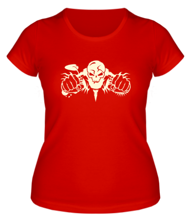 Женская футболка Скелет мотоциклист (свет)