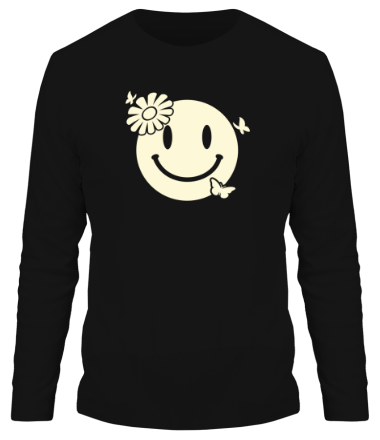 Мужская футболка длинный рукав Улыбка бабочки цветочки (свет)