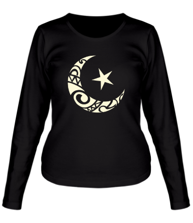 Женская футболка длинный рукав Исламский символ (свет)