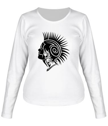 Женская футболка длинный рукав Панк с ирокезом