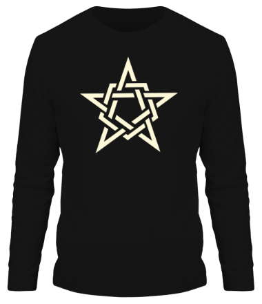Мужская футболка длинный рукав Звезда в стиле кельтских узоров (свет)