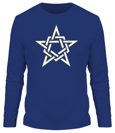 Мужская футболка длинный рукав Звезда в стиле кельтских узоров (свет)