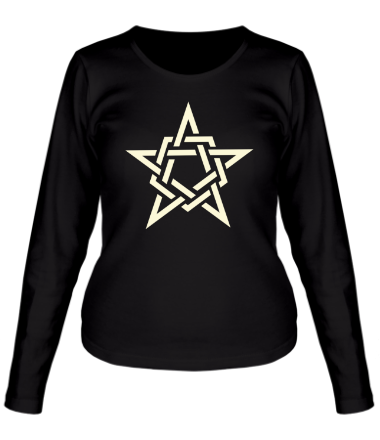 Женская футболка длинный рукав Звезда в стиле кельтских узоров (свет)