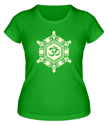 Женская футболка Ом символ в узорах (свет)