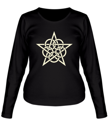 Женская футболка длинный рукав Тату звезда с кругами (свет)