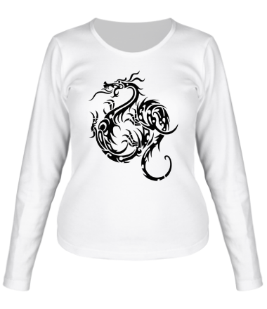 Женская футболка длинный рукав Татуировка с драконом