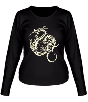 Женская футболка длинный рукав Татуировка с драконом (свет) фото