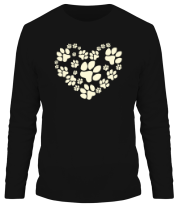 Мужская футболка длинный рукав Сердце из собачьих следов (свет) фото