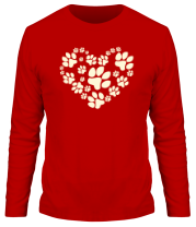 Мужская футболка длинный рукав Сердце из собачьих следов (свет) фото