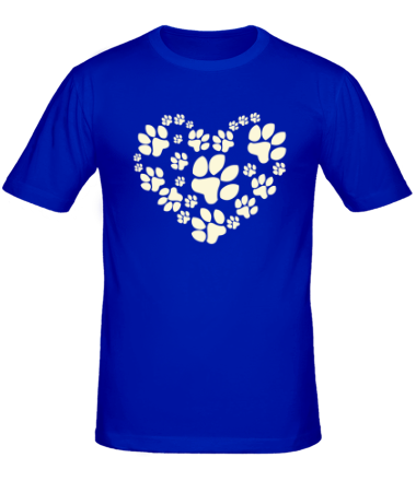 Мужская футболка Сердце из собачьих следов (свет)