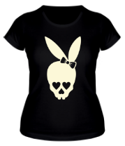 Женская футболка Череп зайчик (свет) фото