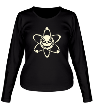 Женская футболка длинный рукав Злой атом (свет)