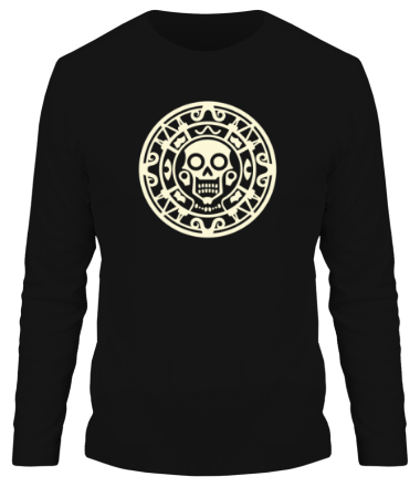 Мужская футболка длинный рукав Ацтекский узор (свет)