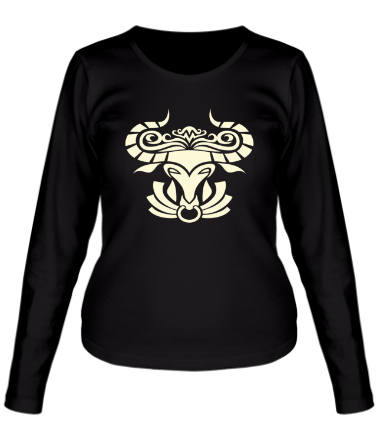 Женская футболка длинный рукав Символ быка (свет)