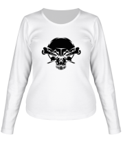 Женская футболка длинный рукав Череп с костями фото