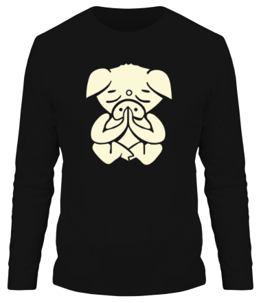 Мужская футболка длинный рукав Медитирующая свинка (свет)