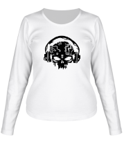 Женская футболка длинный рукав Электро череп фото