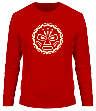 Мужская футболка длинный рукав Маска индейских племен (свет)