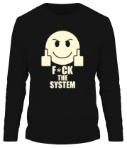 Мужская футболка длинный рукав Fuck the system (свет) фото
