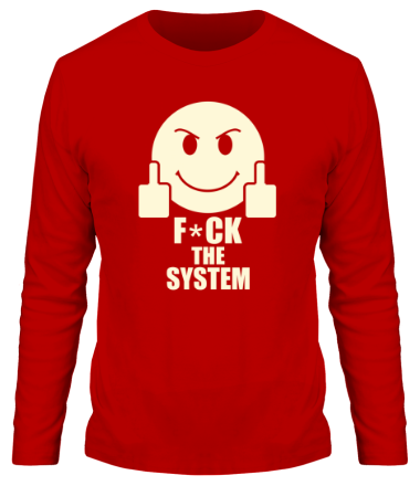 Мужская футболка длинный рукав Fuck the system (свет)