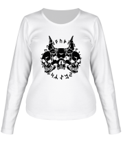 Женская футболка длинный рукав Демонический круг с черепами фото