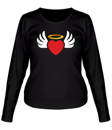 Женская футболка длинный рукав Сердечко с крыльями