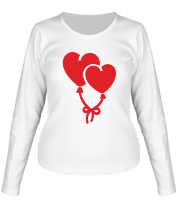 Женская футболка длинный рукав Шарики в виде сердечек фото