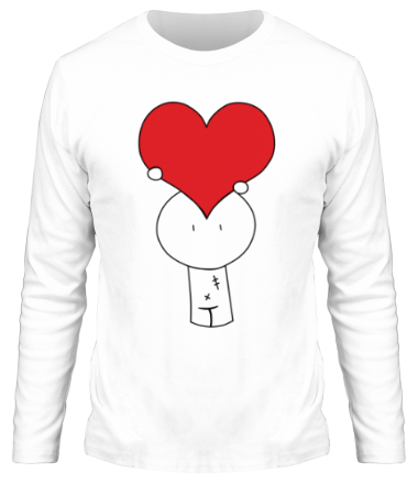Мужская футболка длинный рукав Человечек с сердцем 