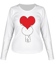 Женская футболка длинный рукав Человечек с сердцем  фото