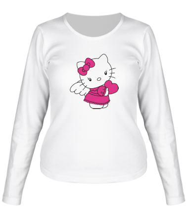 Женская футболка длинный рукав Kitty-ангел