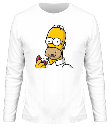 Мужская футболка длинный рукав Гомер с  Пончиком